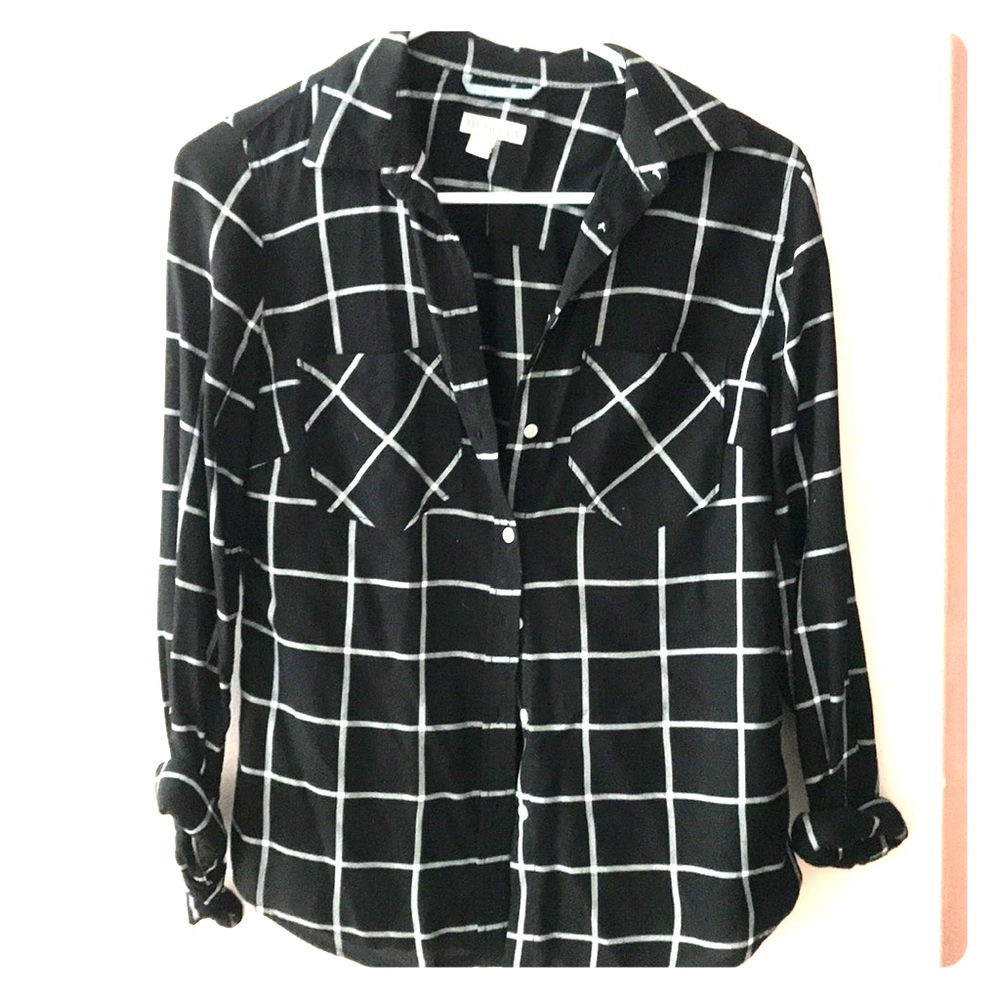Merona Black Grid Button Down